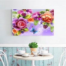 Lade das Bild in den Galerie-Viewer, Blumenschmetterling - voller runder Diamant - 30x40cm
