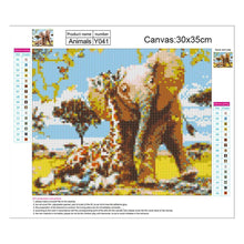 Lade das Bild in den Galerie-Viewer, Giraffe Elefant - voller runder Diamant - 30x35cm
