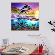 Lade das Bild in den Galerie-Viewer, Delphin - Vollbohrer Runde Diamant Malerei - 30x30cm
