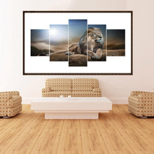 Lade das Bild in den Galerie-Viewer, Lion 5 - Bilder - voller runder Diamant - 95x45cm
