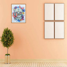 Lade das Bild in den Galerie-Viewer, Blumen Schädel - voller runder Diamant - 30x25cm
