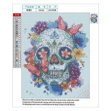 Lade das Bild in den Galerie-Viewer, Blumen Schädel - voller runder Diamant - 30x25cm
