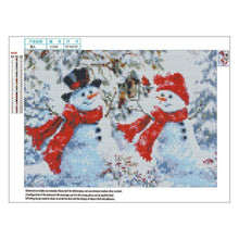 Lade das Bild in den Galerie-Viewer, Niedlicher Schneemann - voller runder Diamant - 40x30cm
