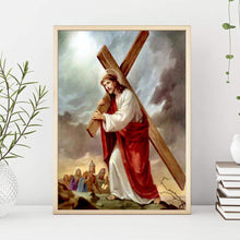 Lade das Bild in den Galerie-Viewer, Kreuz religiös - voller runder Diamant - 30x40cm
