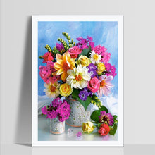 Lade das Bild in den Galerie-Viewer, Farbige Blume - voller runder Diamant - 40x30cm
