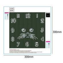 Lade das Bild in den Galerie-Viewer, Uhr Katze - volle Diamant-Malerei - 30x30cm
