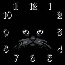 Lade das Bild in den Galerie-Viewer, Uhr Katze - volle Diamant-Malerei - 30x30cm
