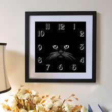 Lade das Bild in den Galerie-Viewer, Uhr Katze - volle Diamant-Malerei - 30x30cm
