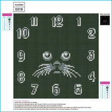 Lade das Bild in den Galerie-Viewer, Uhr Katze - volle Diamant-Malerei - 30x30cm
