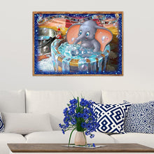 Lade das Bild in den Galerie-Viewer, Badeelefant - voller runder Diamant - 40x30cm
