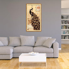 Lade das Bild in den Galerie-Viewer, Pfau - voller runder Diamant - 50x95cm
