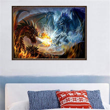 Lade das Bild in den Galerie-Viewer, 2 Drachen Duell - voller quadratischer Diamant - 30x40cm
