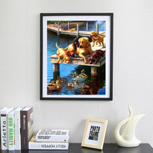 Lade das Bild in den Galerie-Viewer, Hunde Enten - voller runder Diamant - 30x30cm
