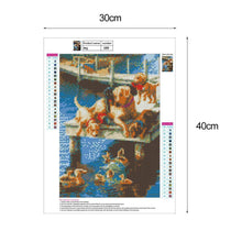 Lade das Bild in den Galerie-Viewer, Hunde Enten - voller runder Diamant - 30x30cm
