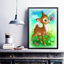 Lade das Bild in den Galerie-Viewer, Hirsch Schmetterling - voller runder Diamant - 30x40cm
