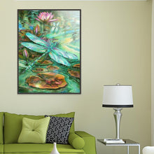 Lade das Bild in den Galerie-Viewer, Libelle Teich - voller runder Diamant - 40x30cm
