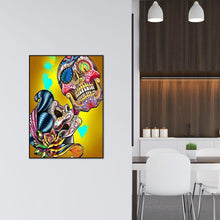 Lade das Bild in den Galerie-Viewer, Blumen Schädel - voller runder Diamant - 30x40cm
