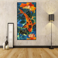 Lade das Bild in den Galerie-Viewer, Großer Fisch - voller runder Diamant - 45x85cm
