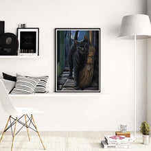 Lade das Bild in den Galerie-Viewer, Schwarze Katze - voller runder Diamant - 30x40cm
