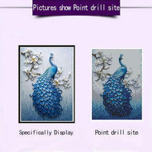 Lade das Bild in den Galerie-Viewer, Blaue Pfau - voller runder Diamant - 30x40cm
