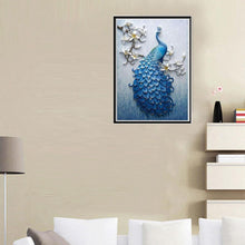 Lade das Bild in den Galerie-Viewer, Blaue Pfau - voller runder Diamant - 30x40cm
