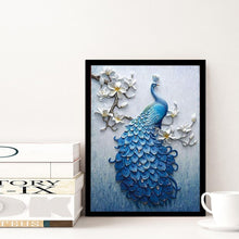 Lade das Bild in den Galerie-Viewer, Blaue Pfau - voller runder Diamant - 30x40cm
