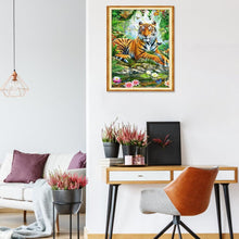 Lade das Bild in den Galerie-Viewer, Waldtiger - voller runder Diamant - 40x30cm
