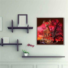 Lade das Bild in den Galerie-Viewer, Hirsch - voller runder Diamant - 30x30cm
