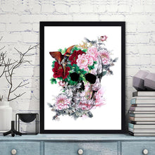 Lade das Bild in den Galerie-Viewer, Blumenschädel - voller runder Diamant - 30x40cm
