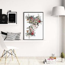 Lade das Bild in den Galerie-Viewer, Blumenschädel - voller runder Diamant - 30x40cm
