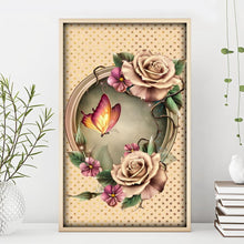 Lade das Bild in den Galerie-Viewer, Blumenschmetterling - voller runder Diamant - 30x35cm
