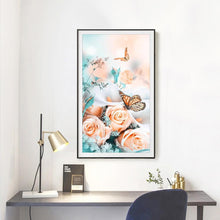 Lade das Bild in den Galerie-Viewer, Blumenschmetterling - voller runder Diamant - 30x37cm
