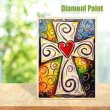 Lade das Bild in den Galerie-Viewer, Kreuz - voller runder Diamant - 30x40cm
