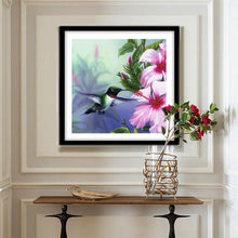 Lade das Bild in den Galerie-Viewer, Blumen Vogel - voller runder Diamant - 30x30cm
