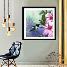 Lade das Bild in den Galerie-Viewer, Blumen Vogel - voller runder Diamant - 30x30cm
