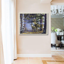 Lade das Bild in den Galerie-Viewer, Hirsch Natur - voller runder Diamant - 40x30cm
