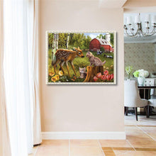 Lade das Bild in den Galerie-Viewer, Hirsch Natur - voller runder Diamant - 40x30cm
