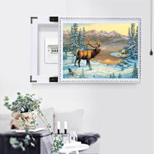 Lade das Bild in den Galerie-Viewer, Hirsch Natur - voller runder Diamant - 40x30cm

