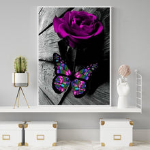 Lade das Bild in den Galerie-Viewer, Schmetterling rose - voller runder Diamant - 30x40cm
