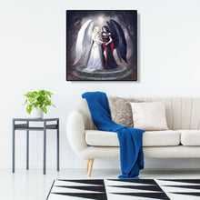 Lade das Bild in den Galerie-Viewer, Schwarz und weiß Engel - voller runder Diamant - 30x30cm
