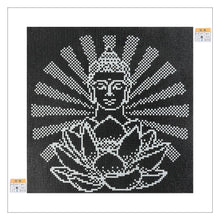Lade das Bild in den Galerie-Viewer, Leuchtende Buddha-Statue - voller runder Diamant - 35x35cm
