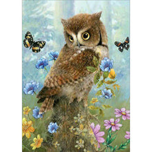 Lade das Bild in den Galerie-Viewer, Blume Eule - voller Diamant-Malerei - 30x40cm
