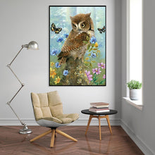 Lade das Bild in den Galerie-Viewer, Blume Eule - voller Diamant-Malerei - 30x40cm
