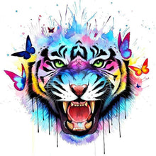 Lade das Bild in den Galerie-Viewer, Bunte Tiger - voller runder Diamant - 30x30cm
