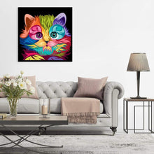 Lade das Bild in den Galerie-Viewer, Bunte Katze - voller runder Diamant - 30x30cm
