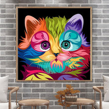 Lade das Bild in den Galerie-Viewer, Bunte Katze - voller runder Diamant - 30x30cm
