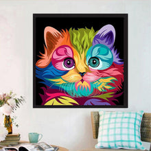 Lade das Bild in den Galerie-Viewer, Bunte Katze - voller runder Diamant - 30x30cm
