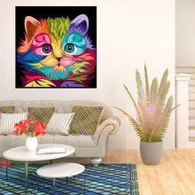Lade das Bild in den Galerie-Viewer, Bunte Katze - voller runder Diamant - 30x30cm
