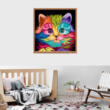 Lade das Bild in den Galerie-Viewer, Bunte Katze - voller runder Diamant - 30x30cm
