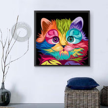 Lade das Bild in den Galerie-Viewer, Bunte Katze - voller runder Diamant - 30x30cm
